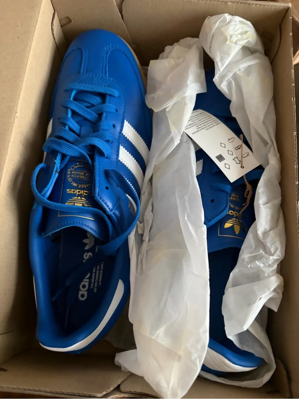 adidas Samba Blue & White with Gum Sole